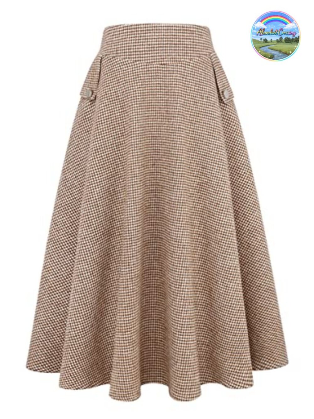 Women's Wool Blend High Waisted Plaid A-Line Maxi Skirt